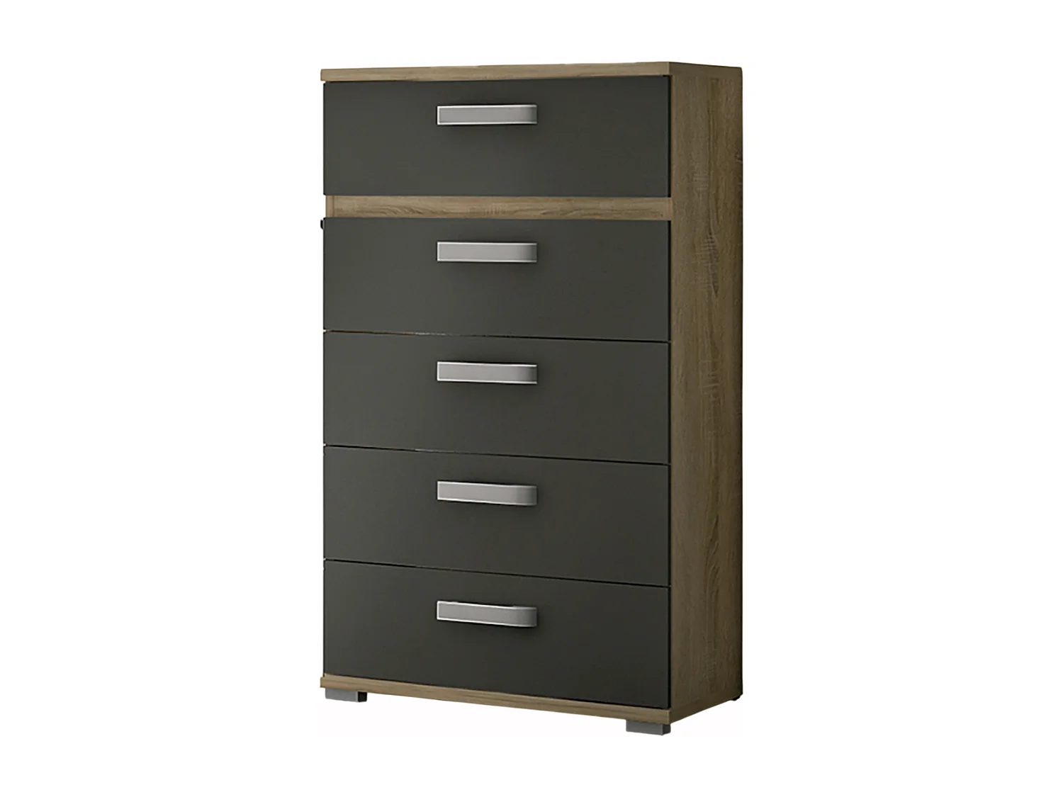 Chiffonnier commode meuble de rangement coloris chêne cambrian/graphite- Longueur 60 x Profondeur 39.6 x Hauteur 109.4 cm
