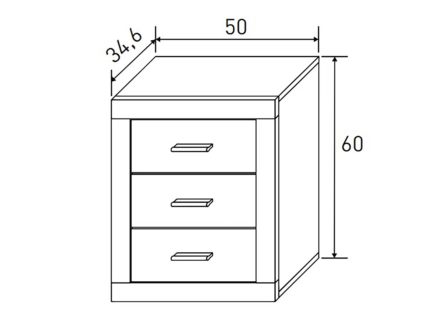 Table de nuit, table de chevet coloris chêne cambrian, blanc - Longueur 50 x Profondeur 34,6 x Hauteur 60 cm