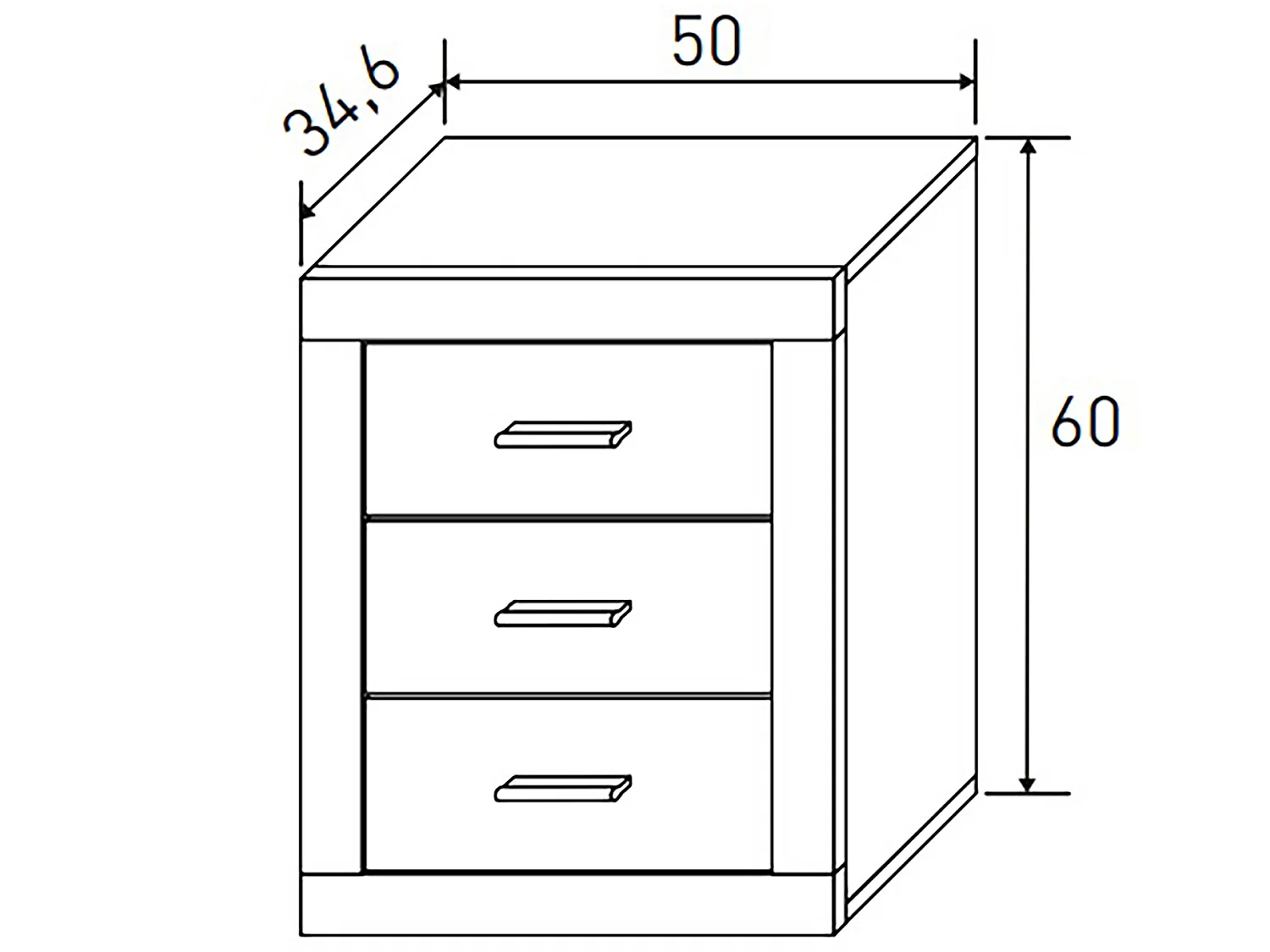 Table de nuit, table de chevet coloris chêne cambrian, blanc - Longueur 50 x Profondeur 34,6 x Hauteur 60 cm