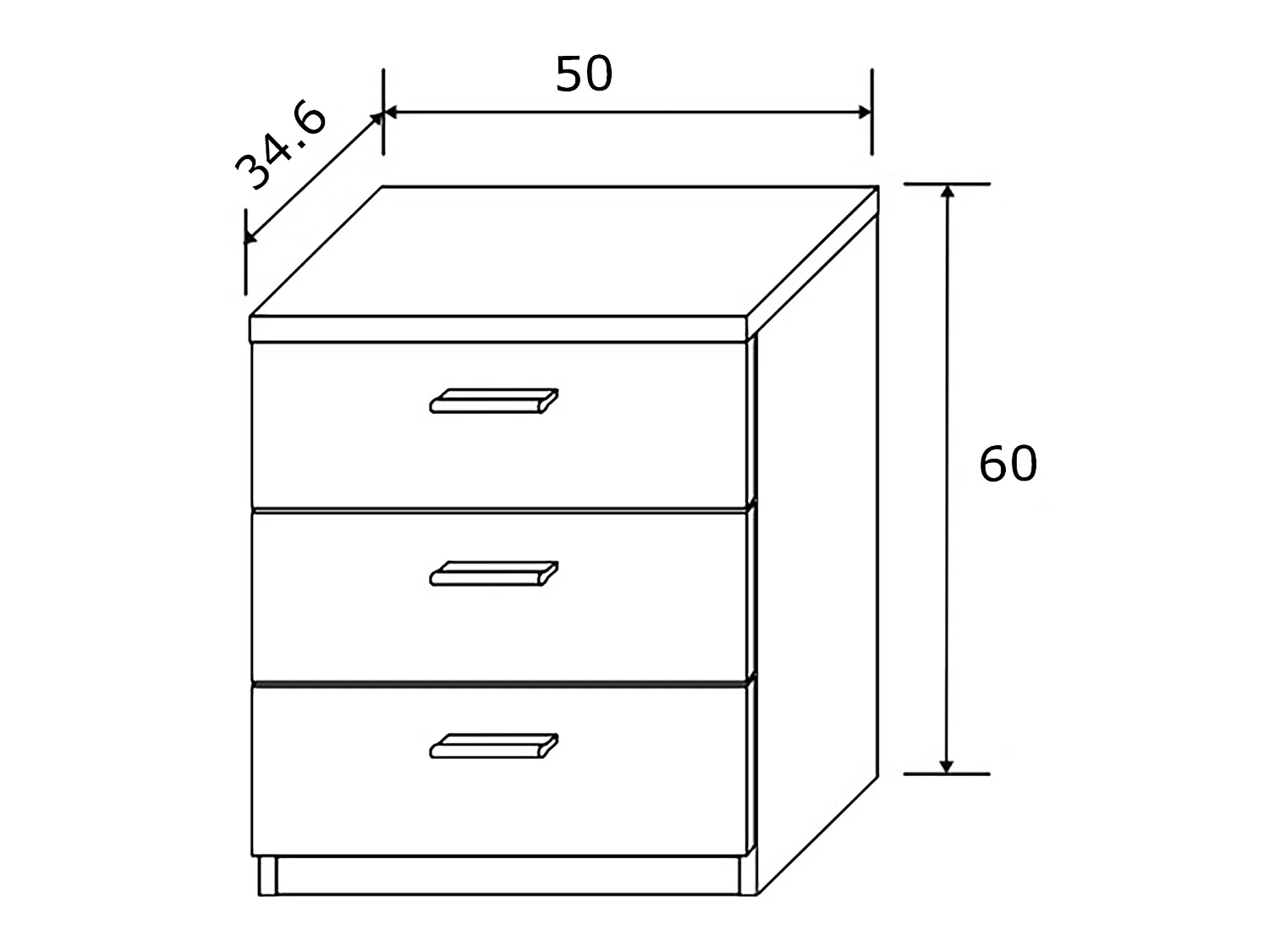 Table de nuit / Table de chevet coloris chêne cambrian/graphite - Longueur 50 x profondeur 34,6 x hauteur 60 cm