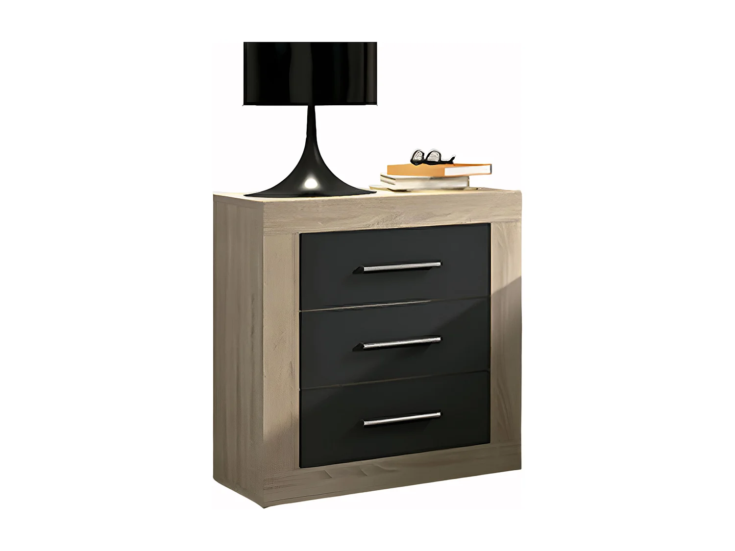 Table de nuit, table de chevet coloris chêne cambrian, graphite - Longueur 50 x Profondeur 34,6 x Hauteur 60 cm