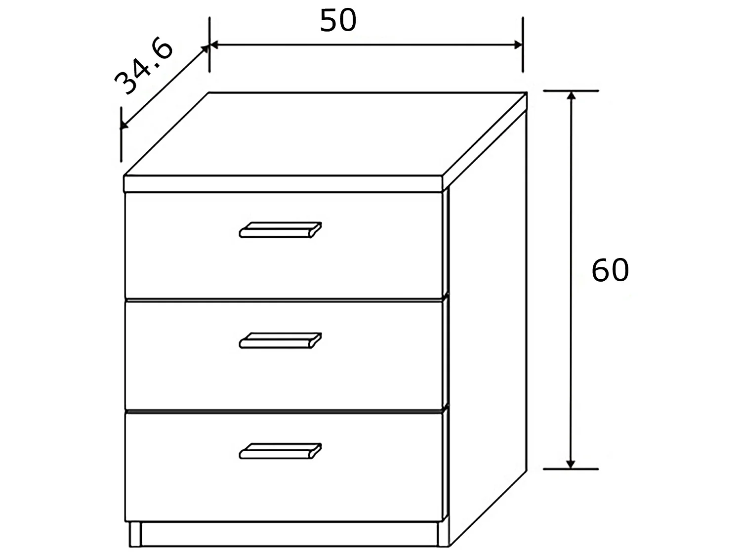 Table de nuit / Table de chevet coloris chêne cambrian/blanc - Longueur 50 x profondeur 35x hauteur 55 cm