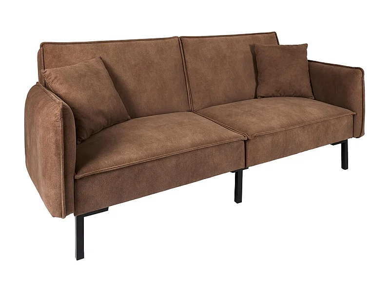 FLIP - Canapé Convertible Bois d'Eucalyptus Tissu Marron