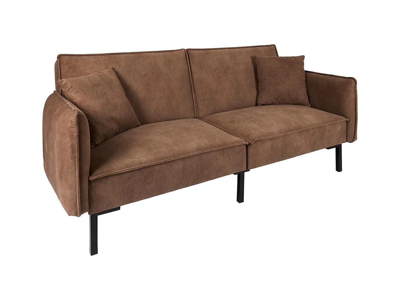 FLIP - Canapé Convertible Bois d'Eucalyptus Tissu Marron