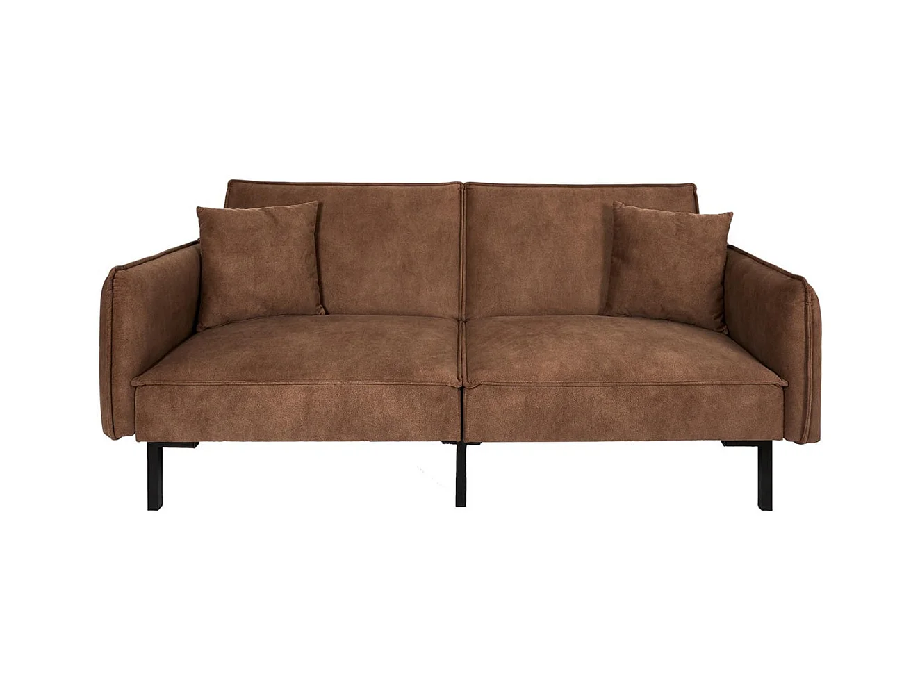 FLIP - Canapé Convertible Bois d'Eucalyptus Tissu Marron