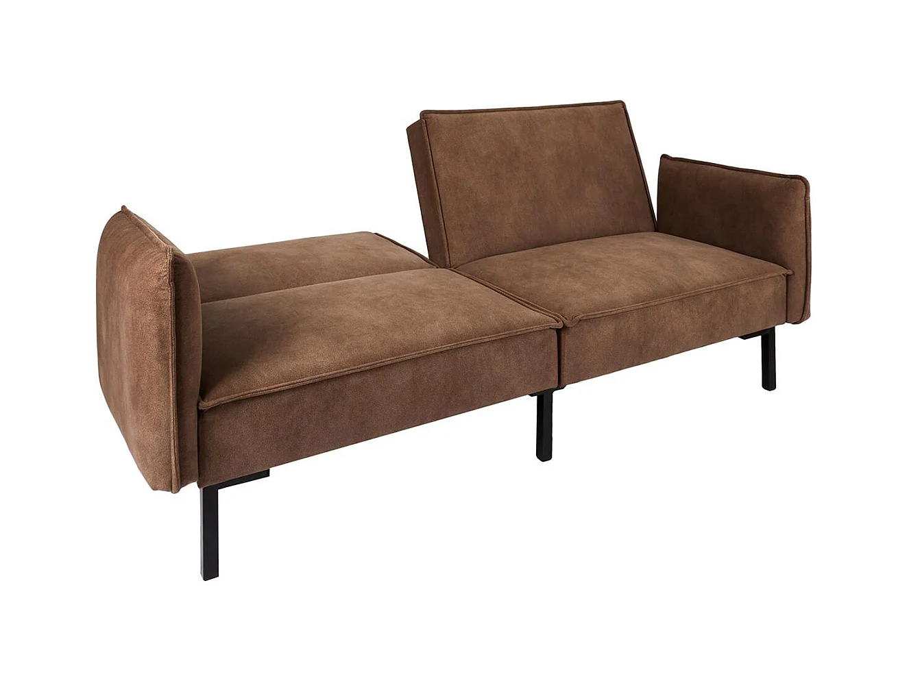 FLIP - Canapé Convertible Bois d'Eucalyptus Tissu Marron