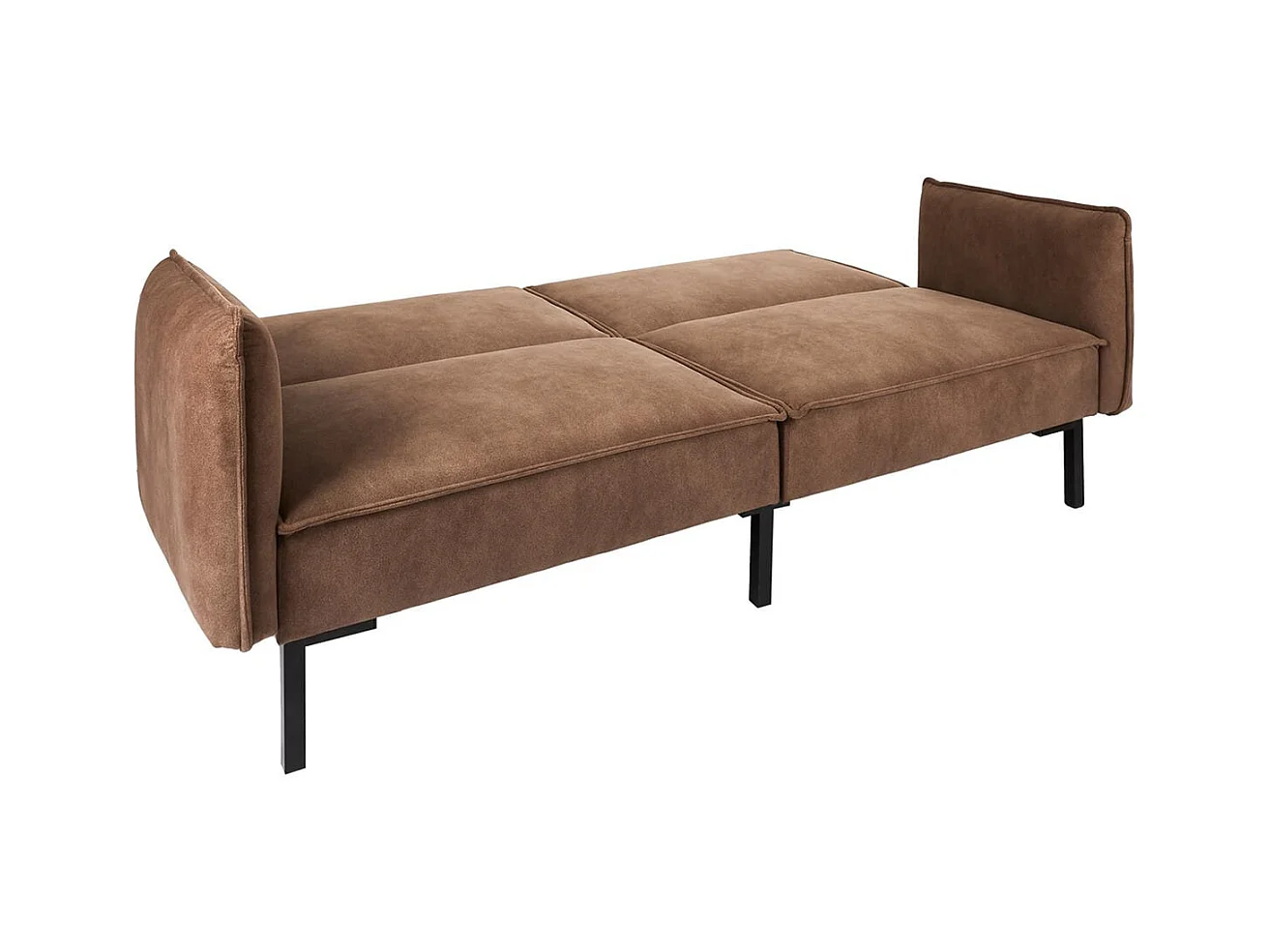 FLIP - Canapé Convertible Bois d'Eucalyptus Tissu Marron