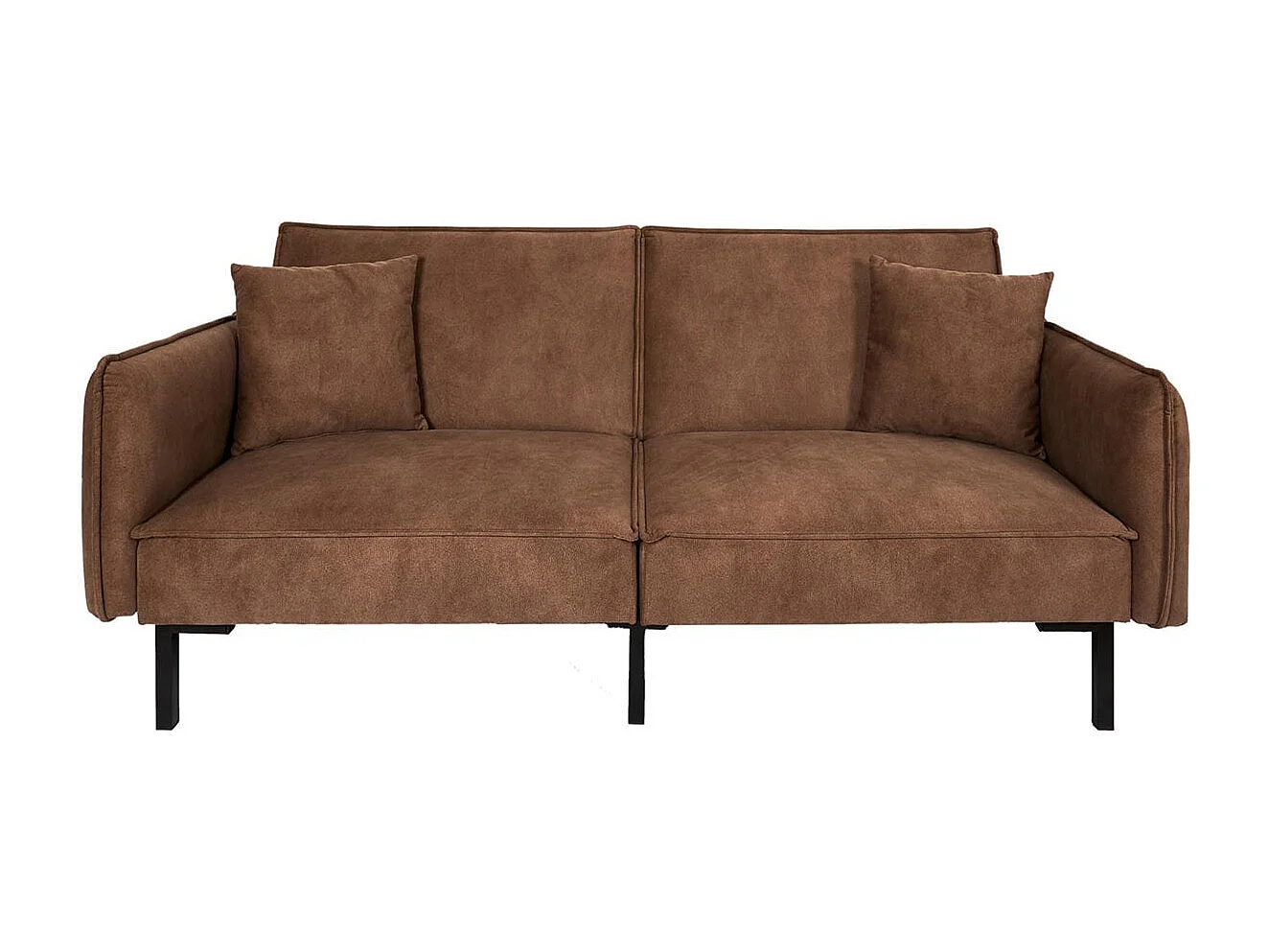 FLIP - Canapé Convertible Bois d'Eucalyptus Tissu Marron