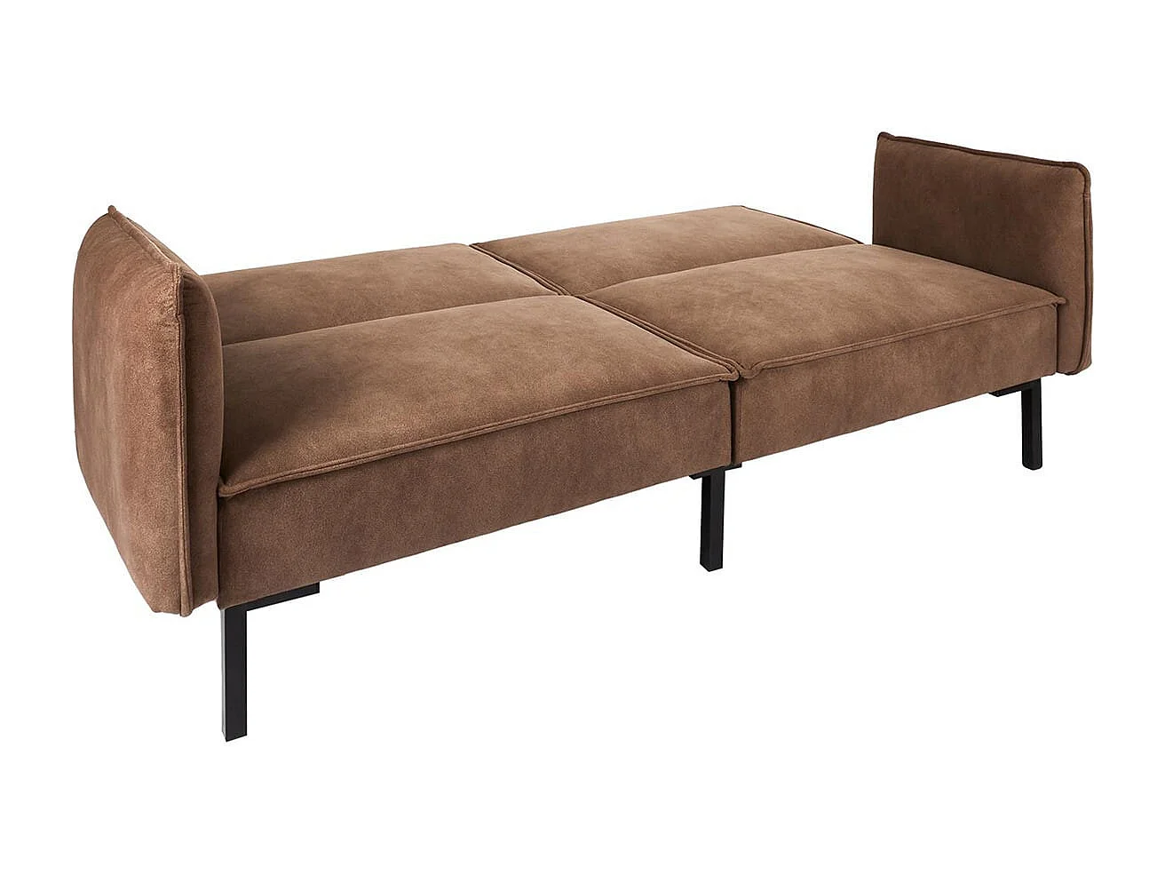 FLIP - Canapé Convertible Bois d'Eucalyptus Tissu Marron