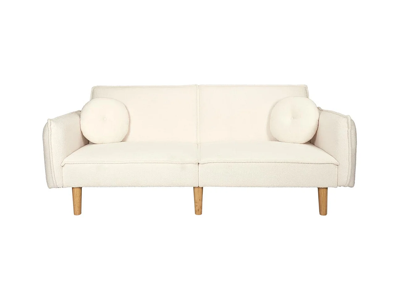 FLIP - Canapé Convertible Bois d'Eucalyptus Tissu Blanc