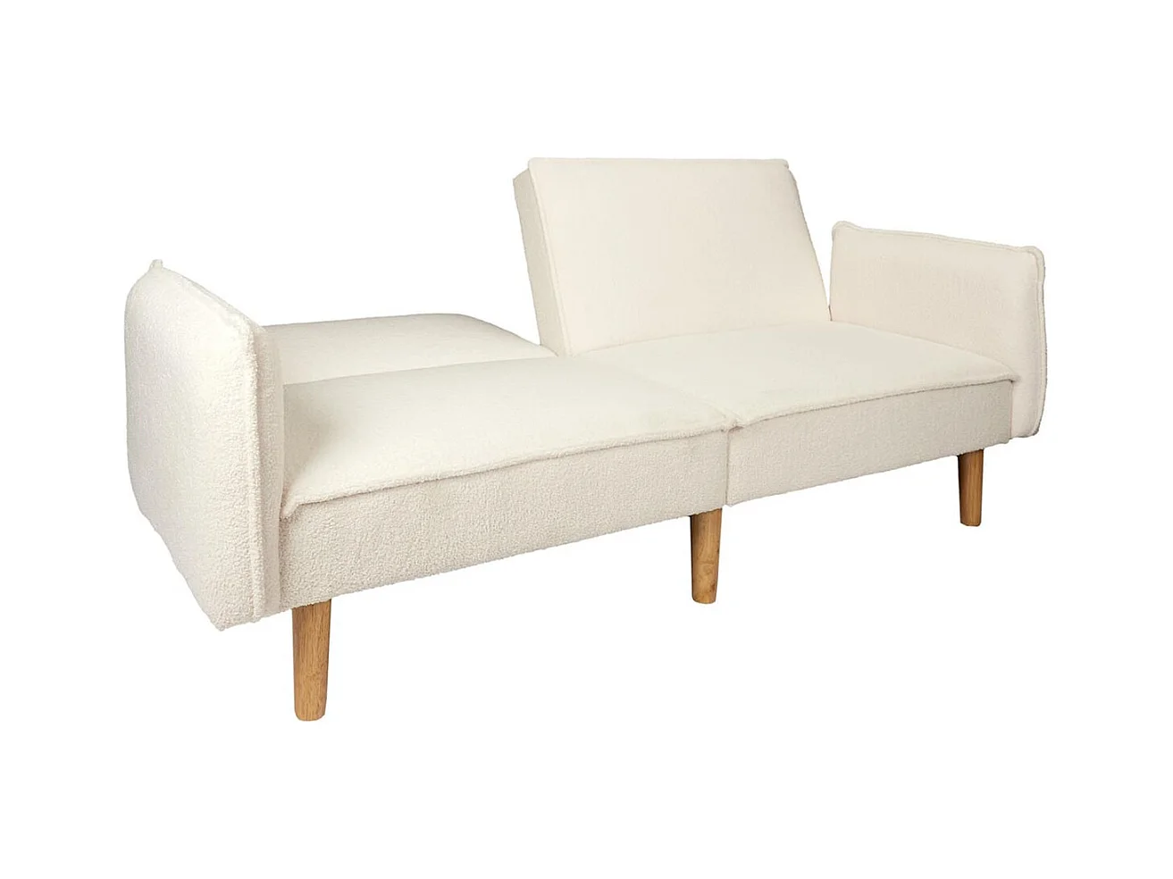 FLIP - Canapé Convertible Bois d'Eucalyptus Tissu Blanc