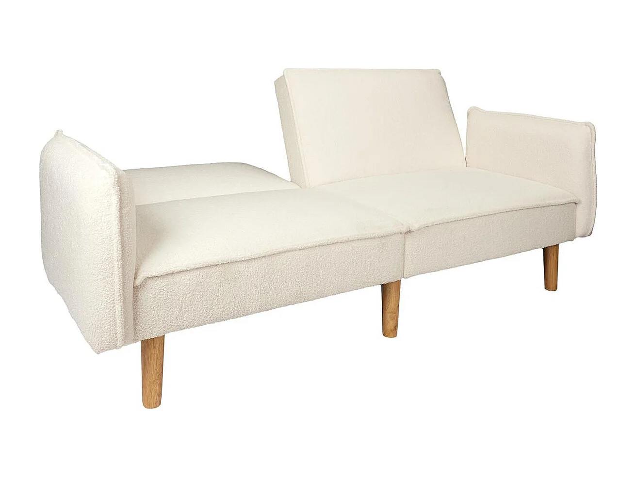 FLIP - Canapé Convertible Bois d'Eucalyptus Tissu Blanc