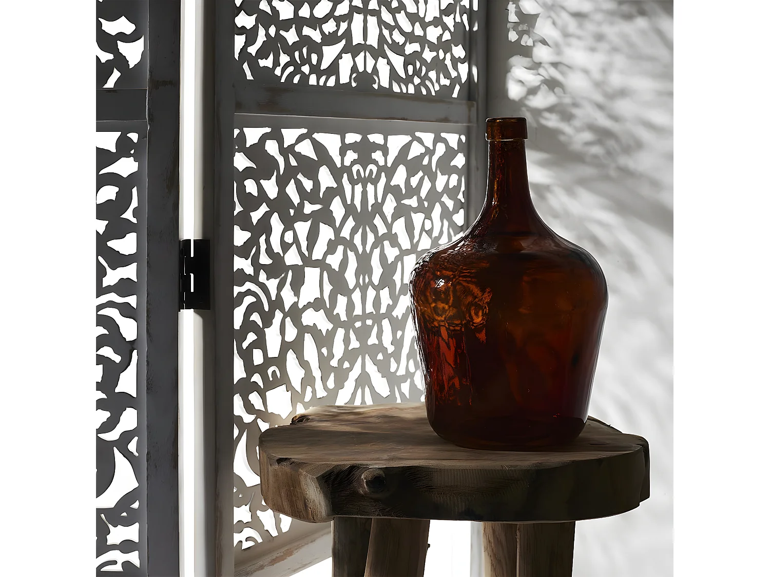 ROLNA - Tête de Lit Ajourée 140cm Bois de Paulownia Blanc