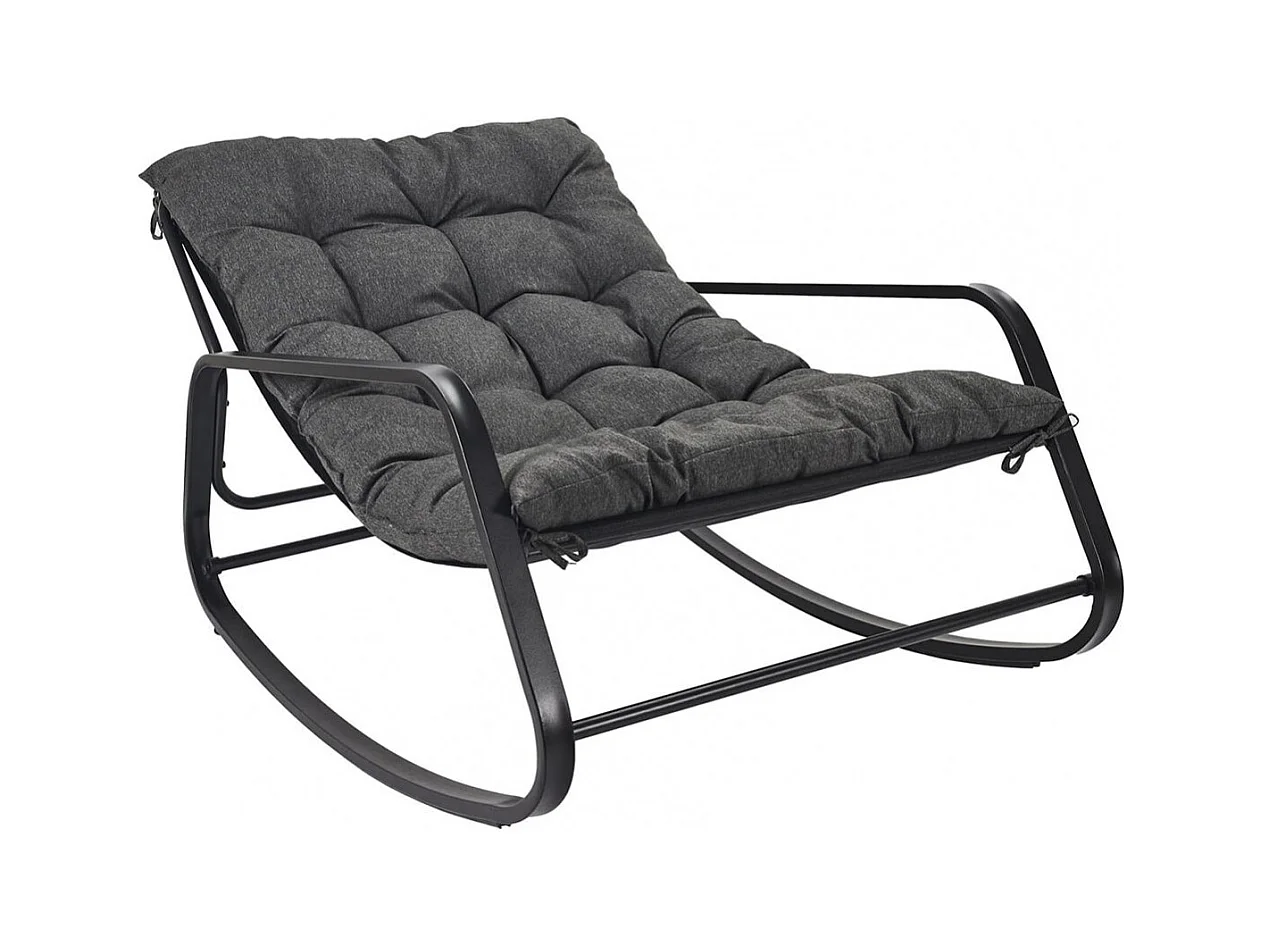 VIDIA - Fauteuil à Bascule Anthracite avec Coussin Capitonné