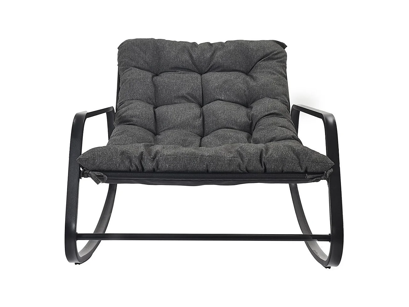 VIDIA - Fauteuil à Bascule Anthracite avec Coussin Capitonné
