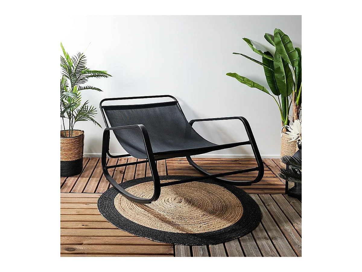VIDIA - Fauteuil à Bascule Anthracite avec Coussin Capitonné
