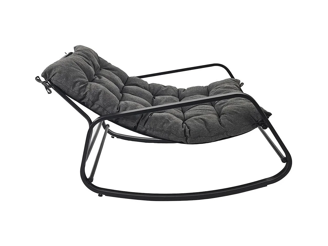 VIDIA - Fauteuil à Bascule Anthracite avec Coussin Capitonné