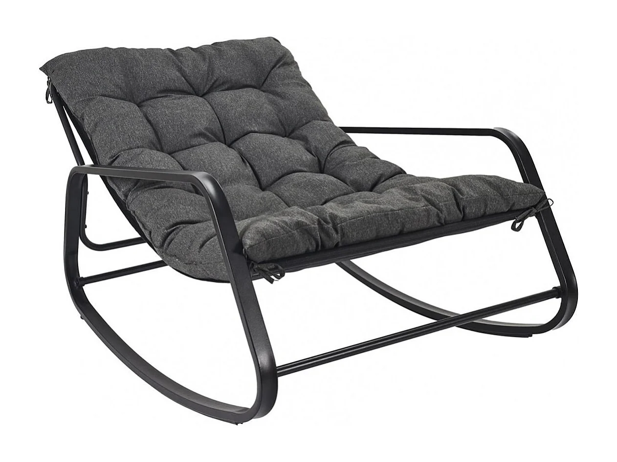 VIDIA - Fauteuil à Bascule Anthracite avec Coussin Capitonné