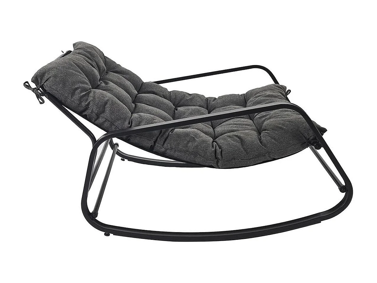 VIDIA - Fauteuil à Bascule Anthracite avec Coussin Capitonné