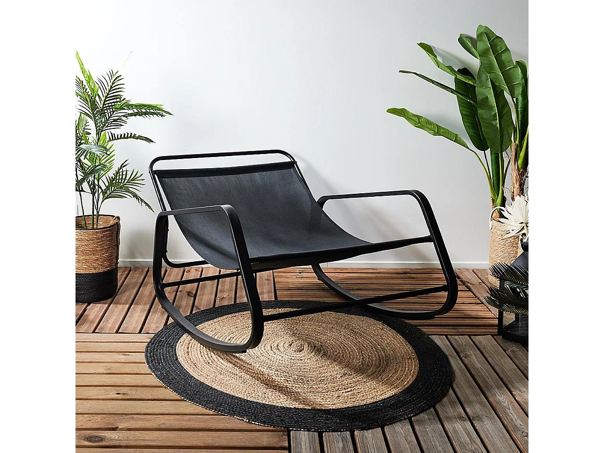 VIDIA - Fauteuil à Bascule Anthracite avec Coussin Capitonné