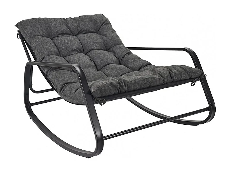 VIDIA - Fauteuil à Bascule Anthracite avec Coussin Capitonné
