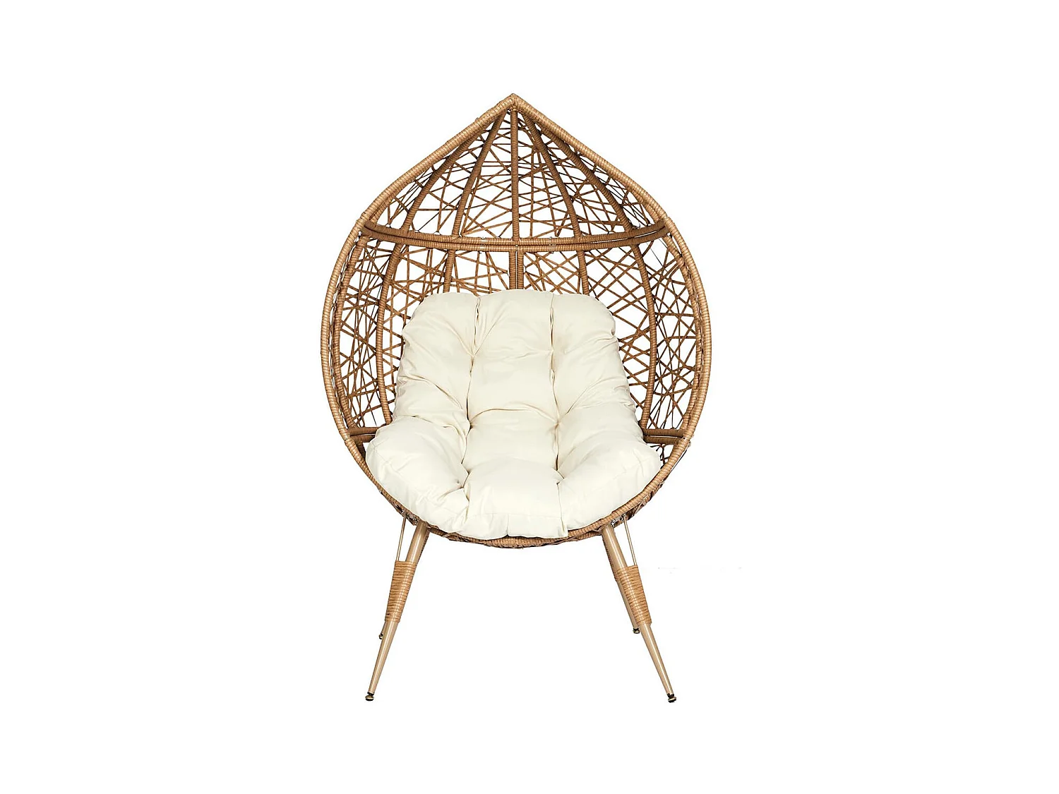 MERIDA - Fauteuil Cocon Effet Rotin Assise Capitonnée