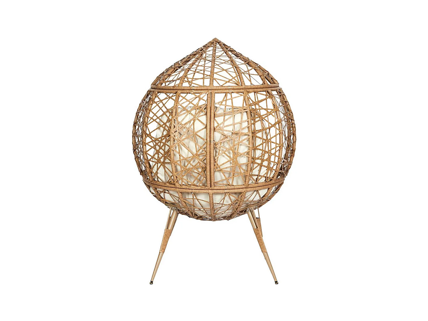 MERIDA - Fauteuil Cocon Effet Rotin Assise Capitonnée