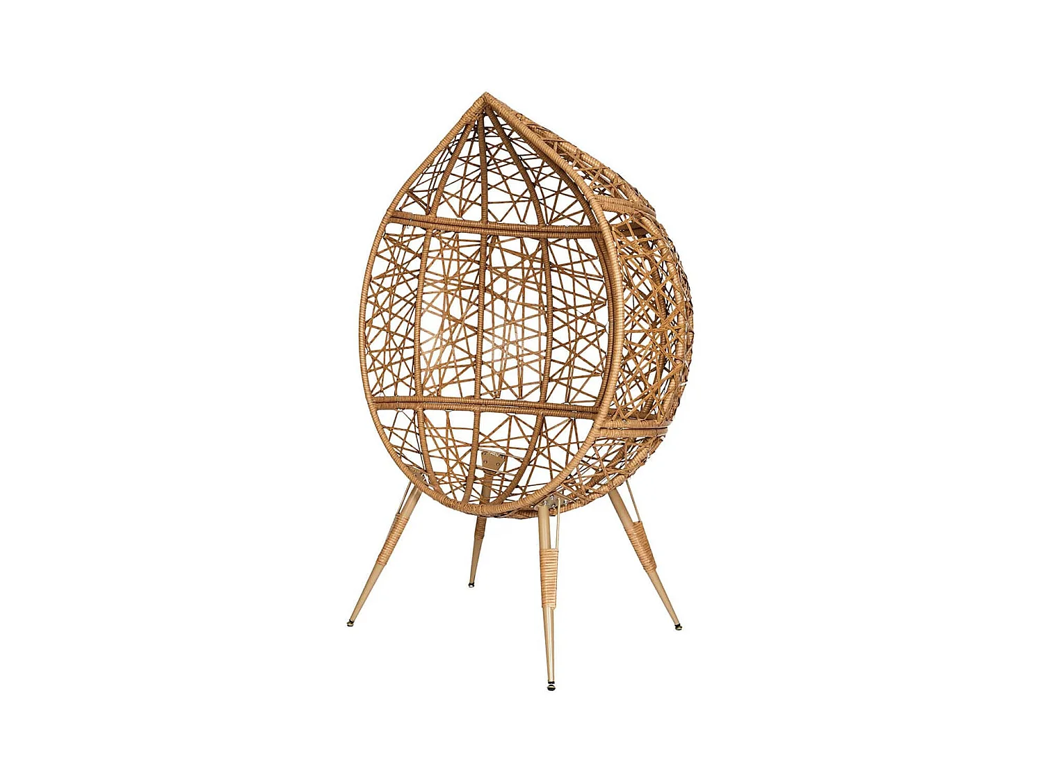 MERIDA - Fauteuil Cocon Effet Rotin Assise Capitonnée