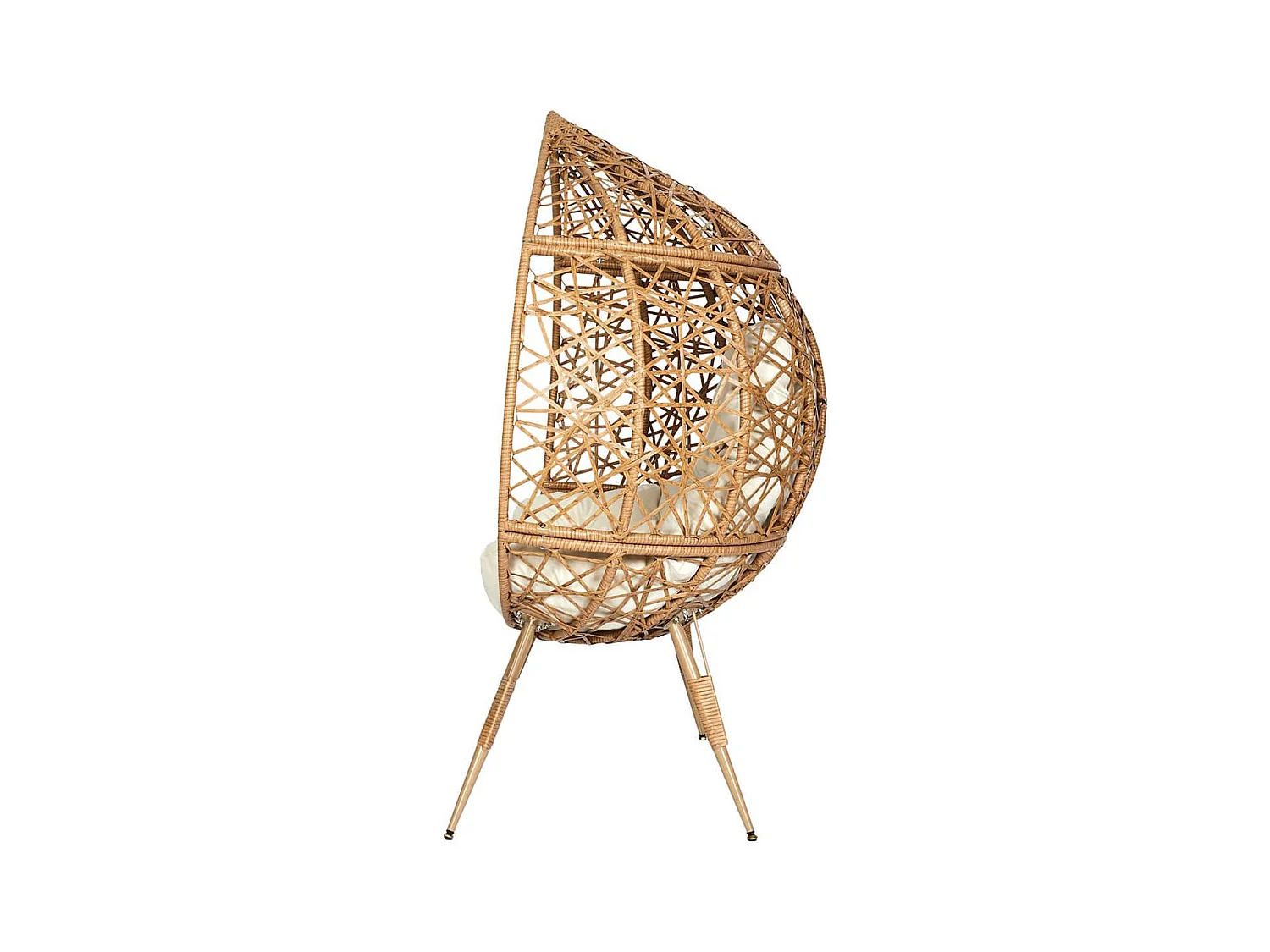 MERIDA - Fauteuil Cocon Effet Rotin Assise Capitonnée