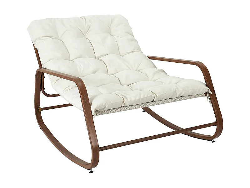 VIDIA - Fauteuil à Bascule Effet Bois avec Coussin Capitonné