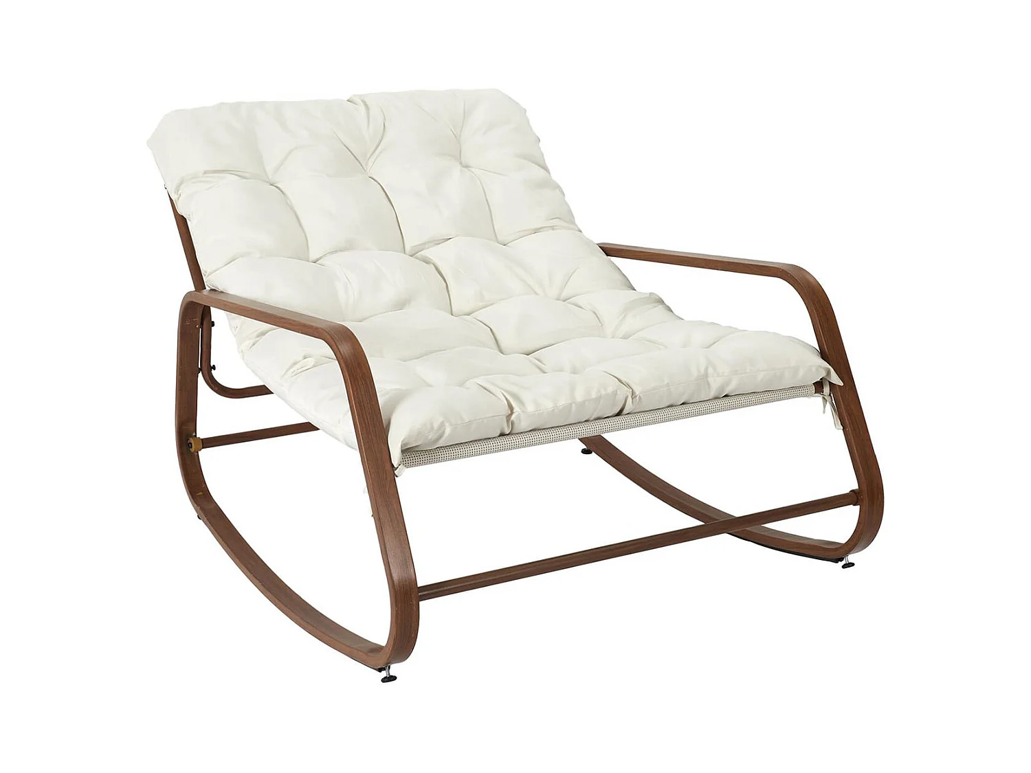 VIDIA - Fauteuil à Bascule Effet Bois avec Coussin Capitonné