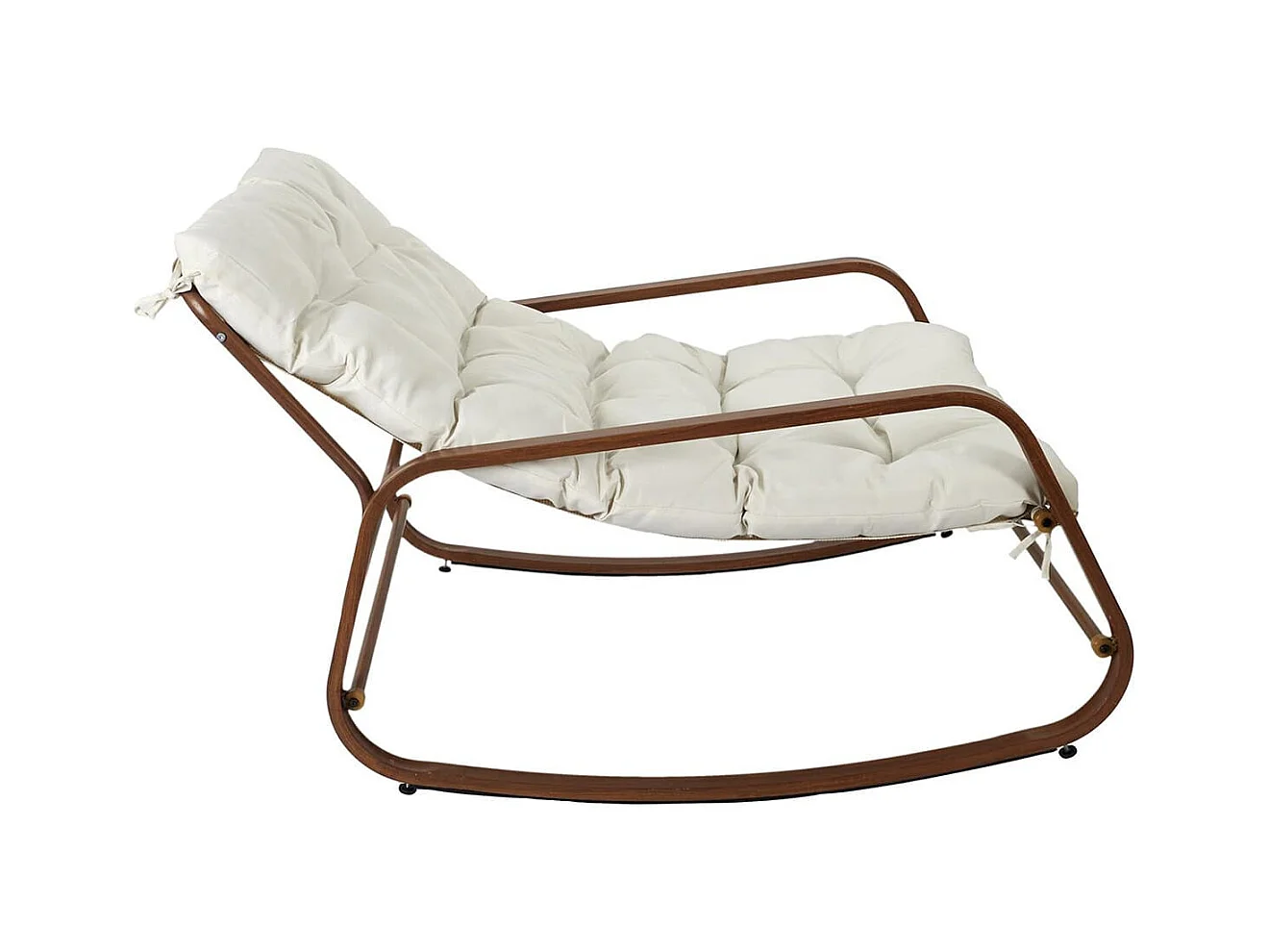VIDIA - Fauteuil à Bascule Effet Bois avec Coussin Capitonné
