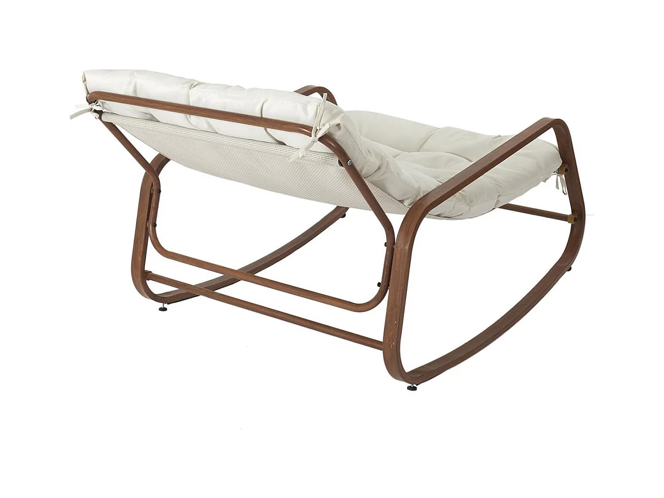 VIDIA - Fauteuil à Bascule Effet Bois avec Coussin Capitonné