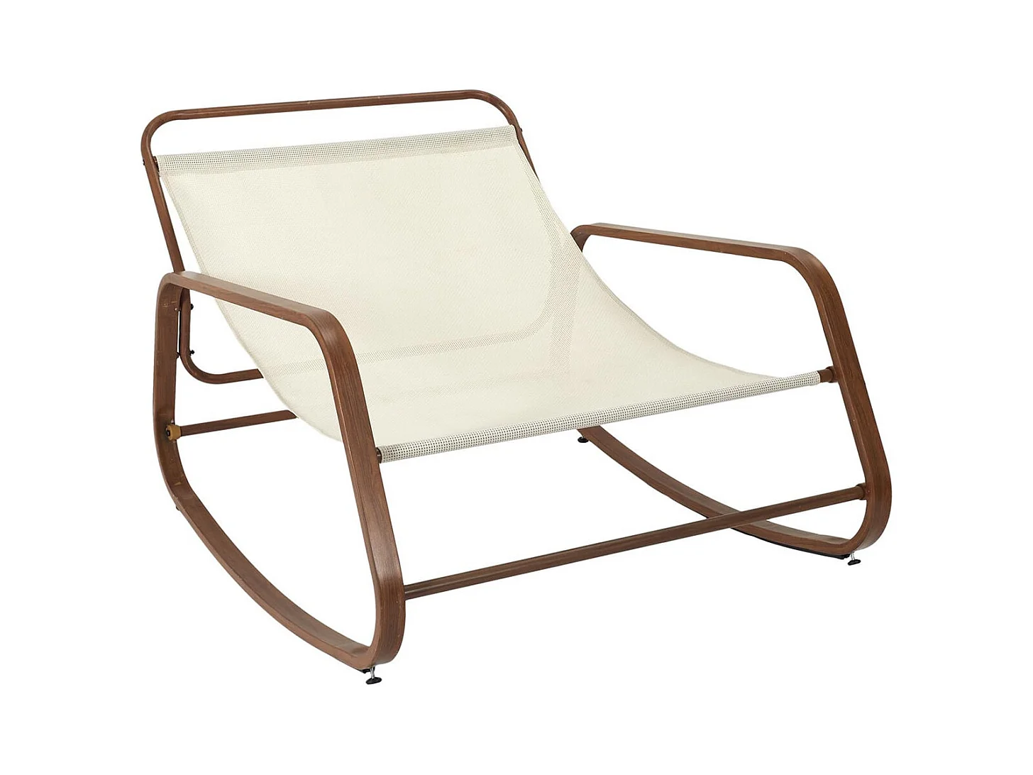 VIDIA - Fauteuil à Bascule Effet Bois avec Coussin Capitonné