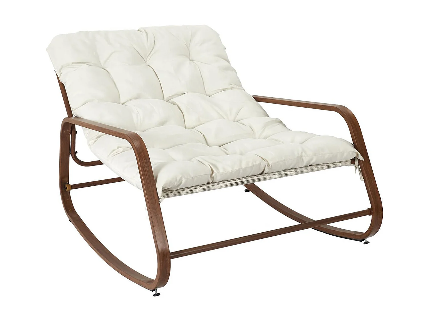 VIDIA - Fauteuil à Bascule Effet Bois avec Coussin Capitonné