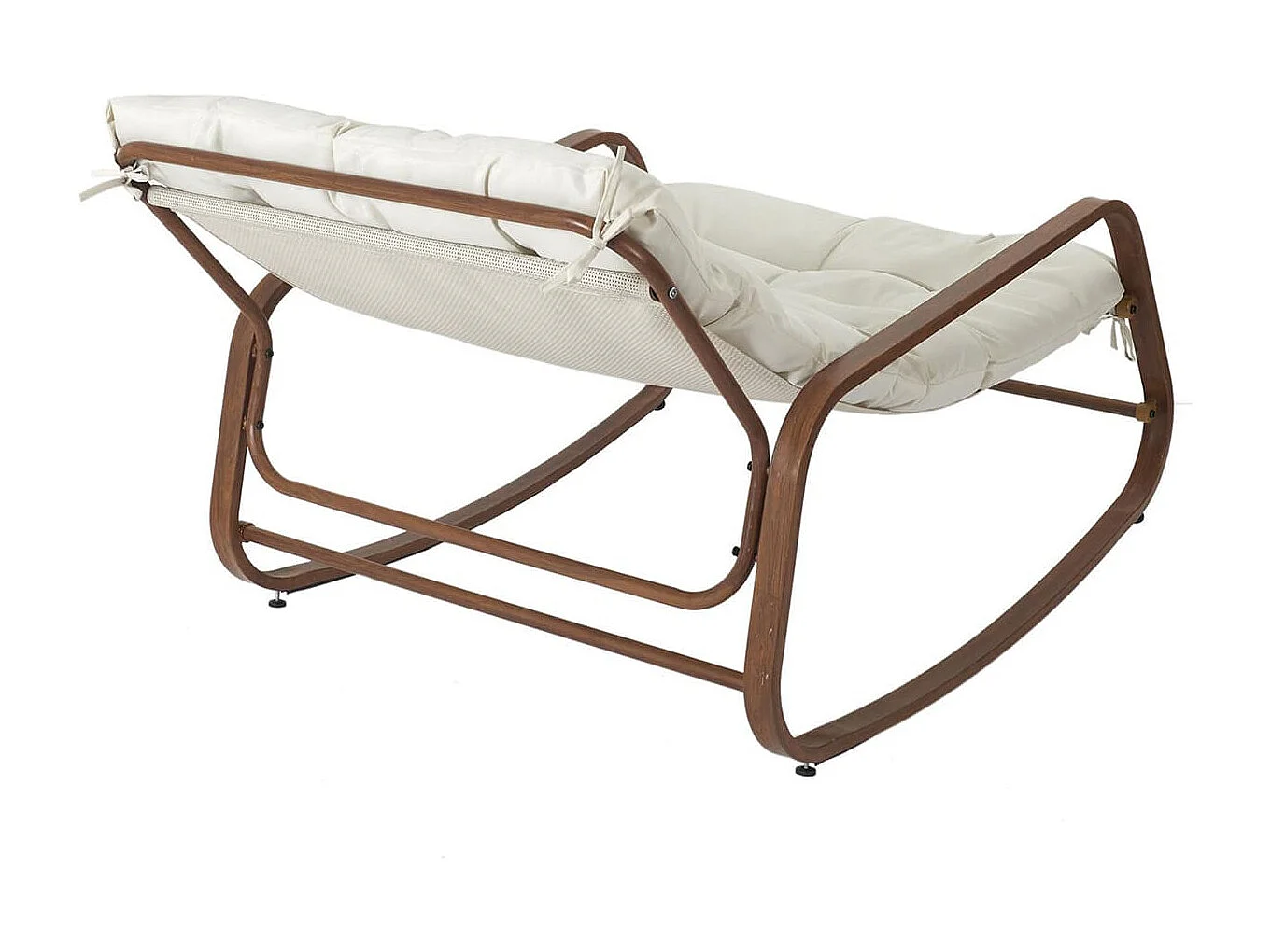 VIDIA - Fauteuil à Bascule Effet Bois avec Coussin Capitonné