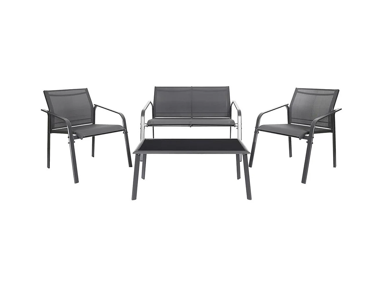 TAHIA - Salon de Jardin 4 Pièces Gris Anthracite