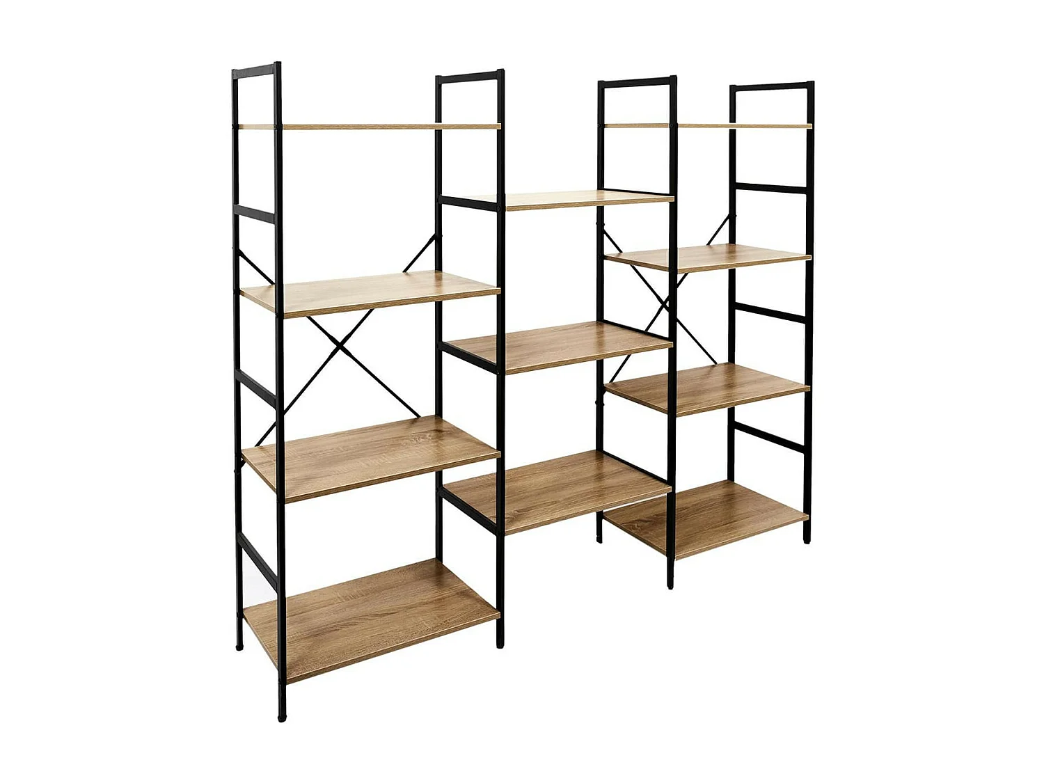 RISKO - Grand Meuble Etagère Industriel Effet Bois et Métal