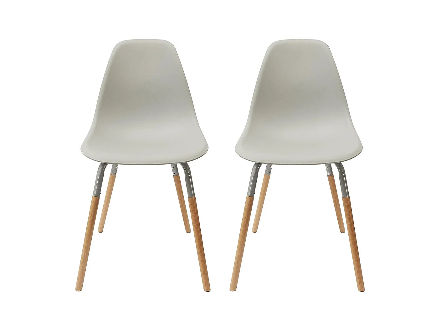FLUK - Lot de 2 Chaises Polypropylène Gris et Bois