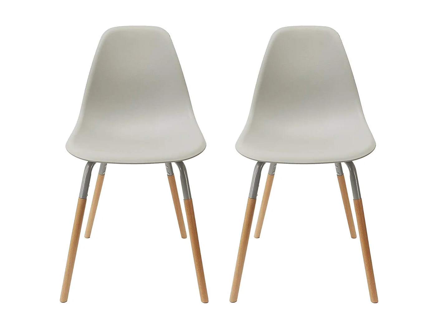 FLUK - Lot de 2 Chaises Polypropylène Gris et Bois