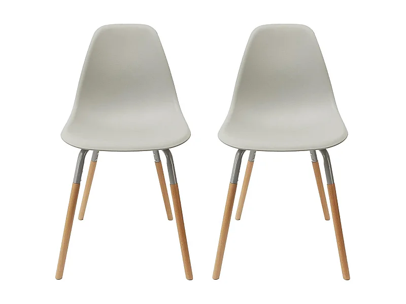 FLUK - Lot de 2 Chaises Polypropylène Gris et Bois