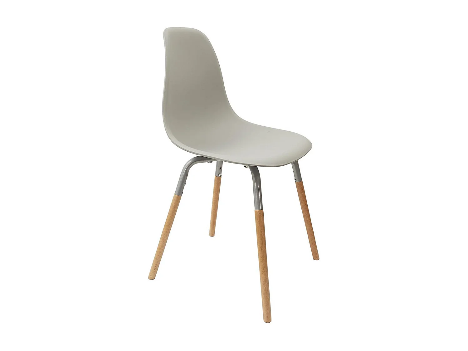 FLUK - Lot de 4 Chaises Polypropylène Gris et Bois