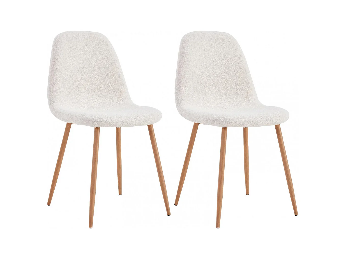 FJARD - Lot de 2 Chaises Blanches Tissu Bouclettes