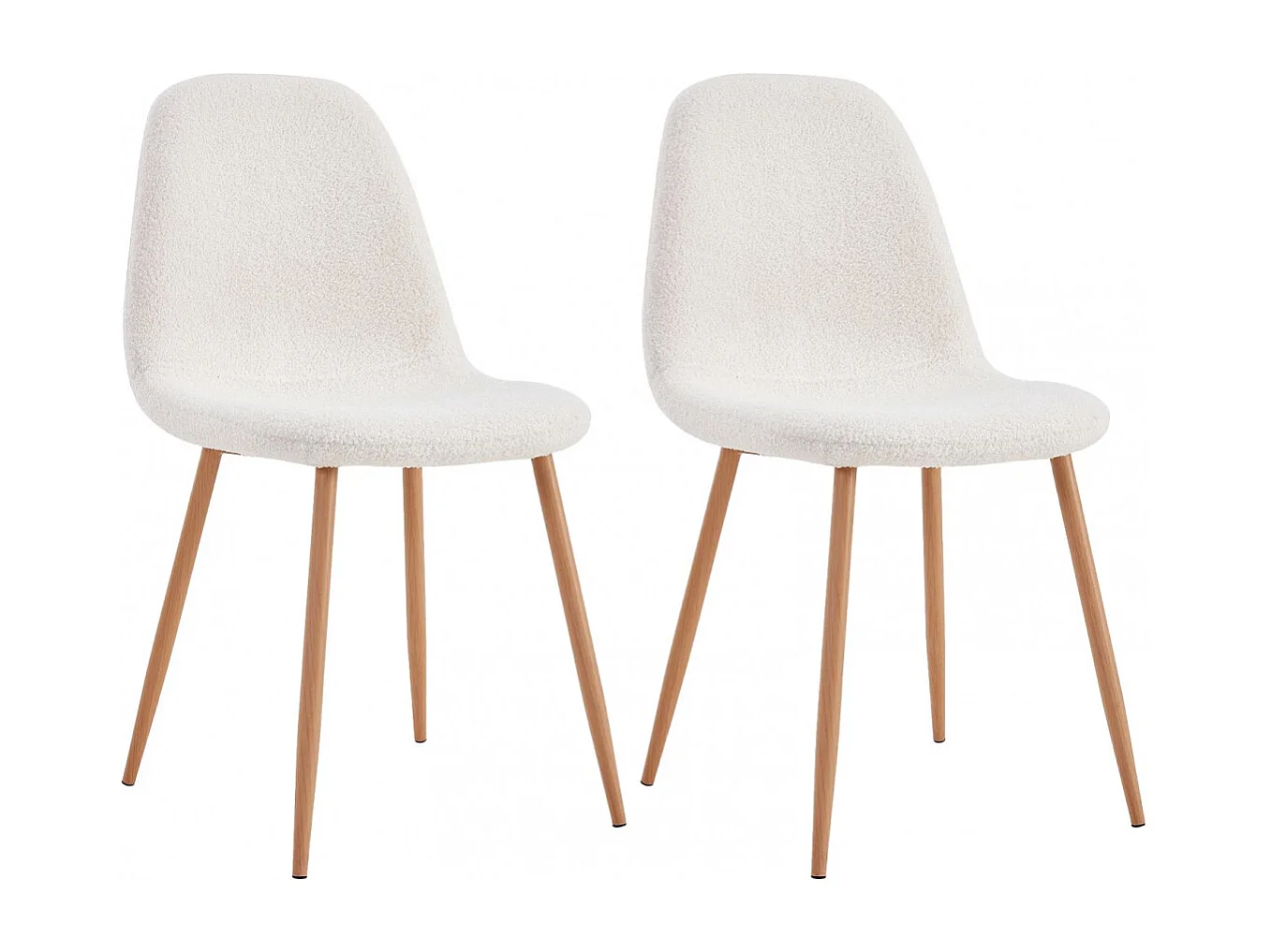 FJARD - Lot de 2 Chaises Blanches Tissu Bouclettes