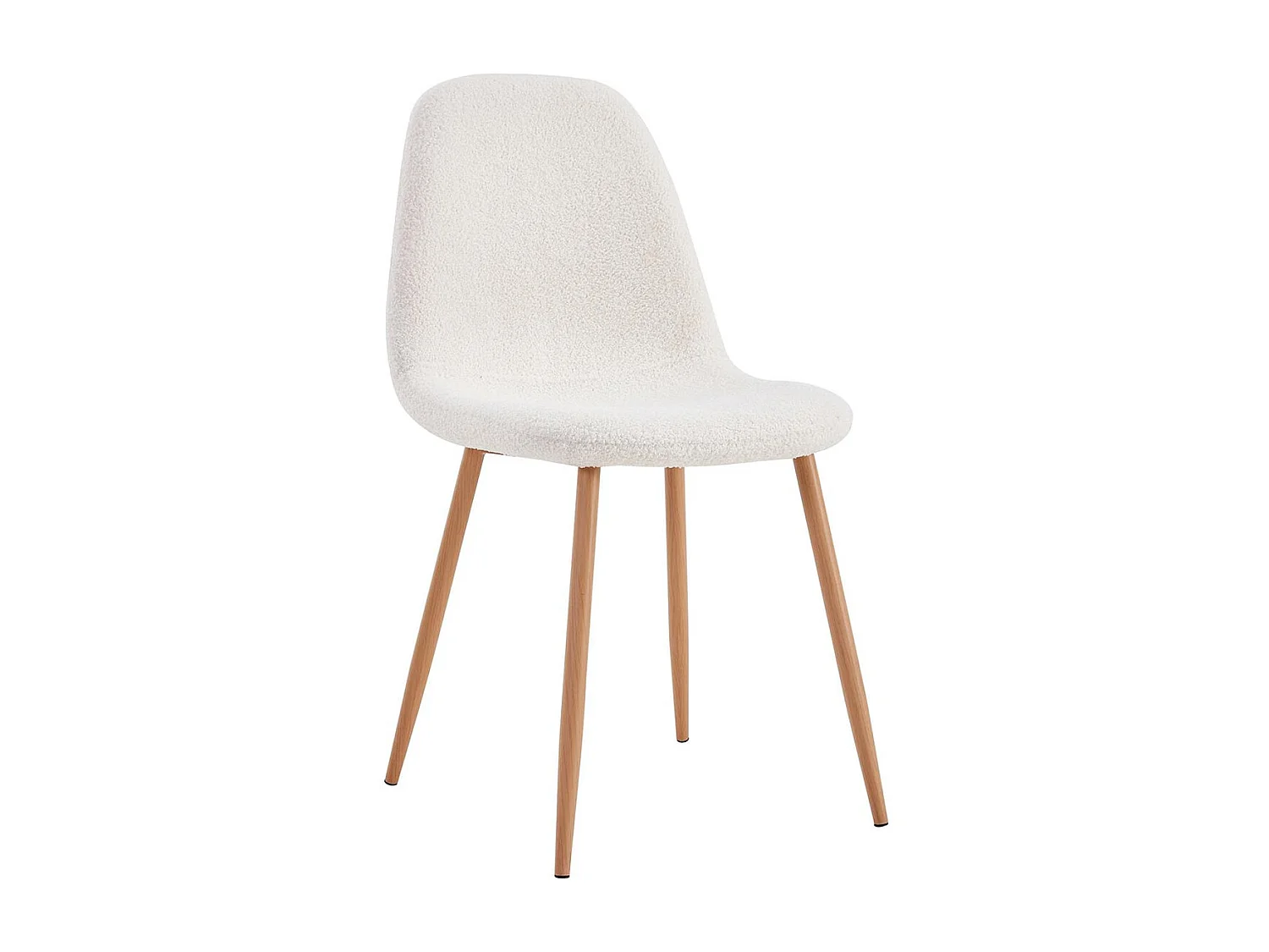 FJARD - Lot de 2 Chaises Blanches Tissu Bouclettes