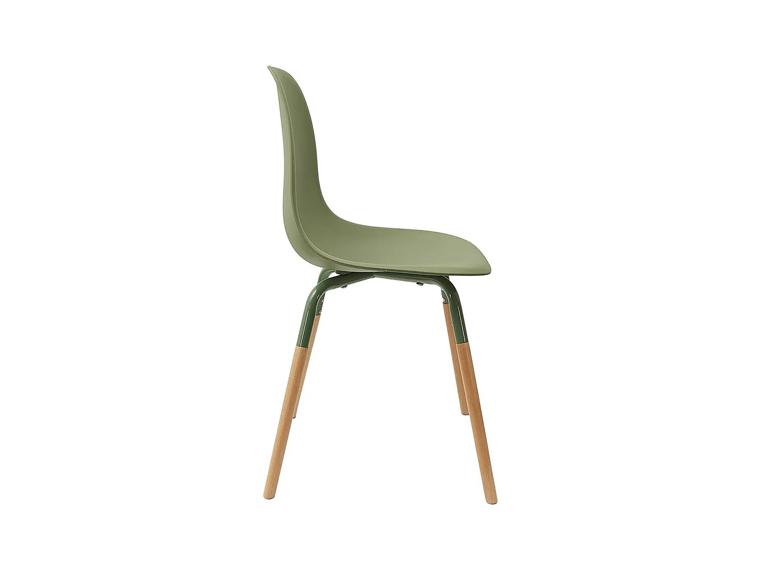 FLUK - Lot de 4 Chaises Polypropylène Vert et Bois
