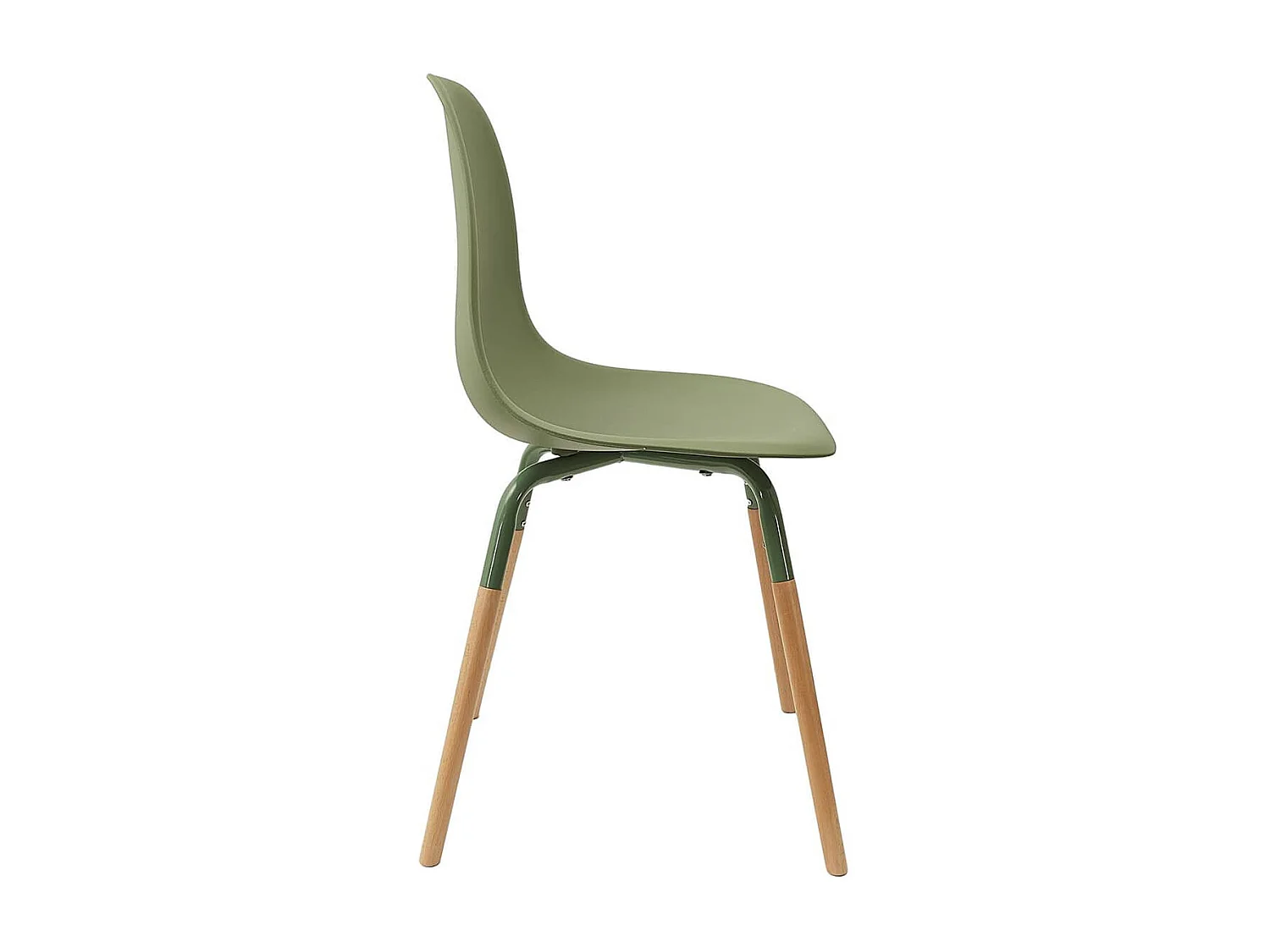 FLUK - Lot de 4 Chaises Polypropylène Vert et Bois