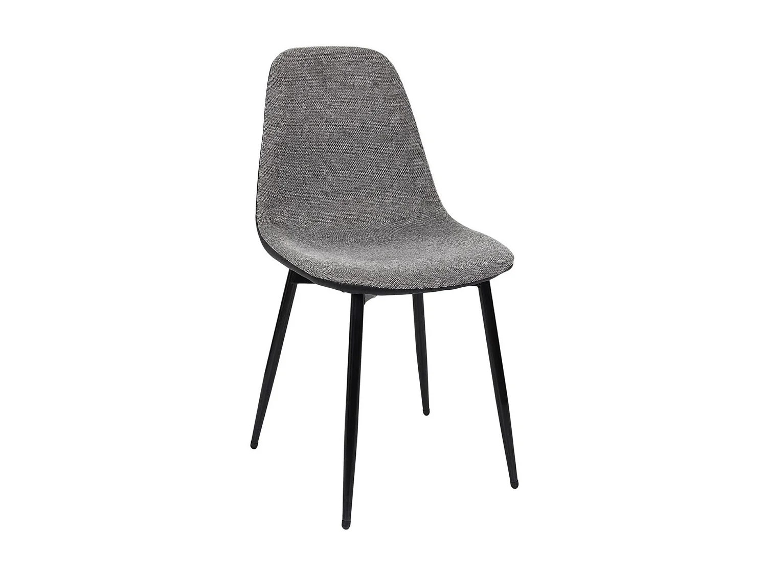 PIAGA - Lot de 6 Chaises Tissu Noir et Gris Chiné