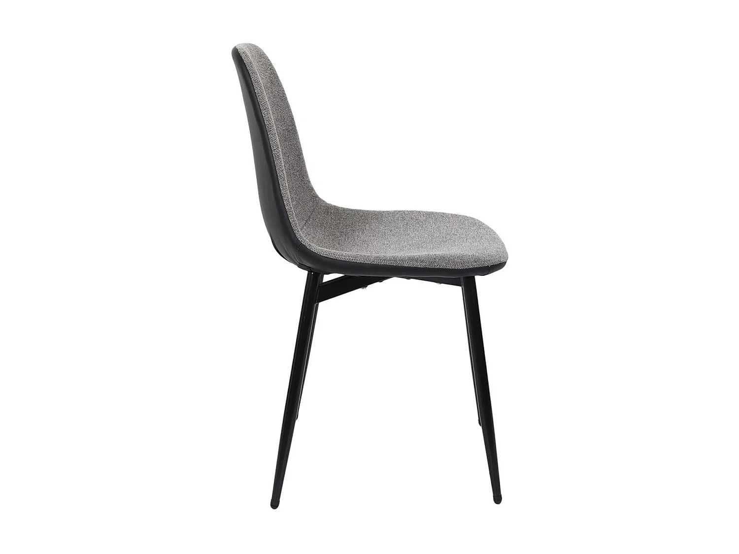 PIAGA - Lot de 6 Chaises Tissu Noir et Gris Chiné
