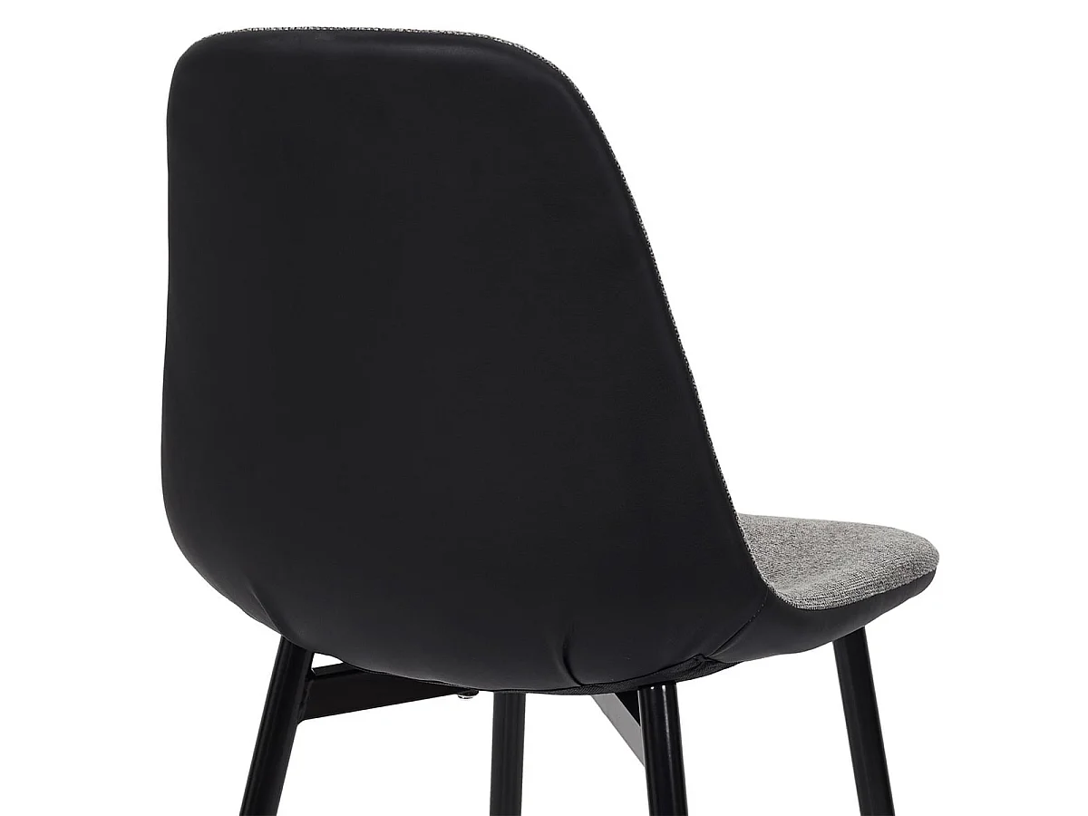 PIAGA - Lot de 6 Chaises Tissu Noir et Gris Chiné